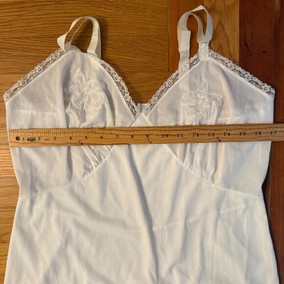 1960s Movie Star Full Slip White Nylon Tricot Lace Trim Size (40 Large) USA Made - Picture 10 of 16